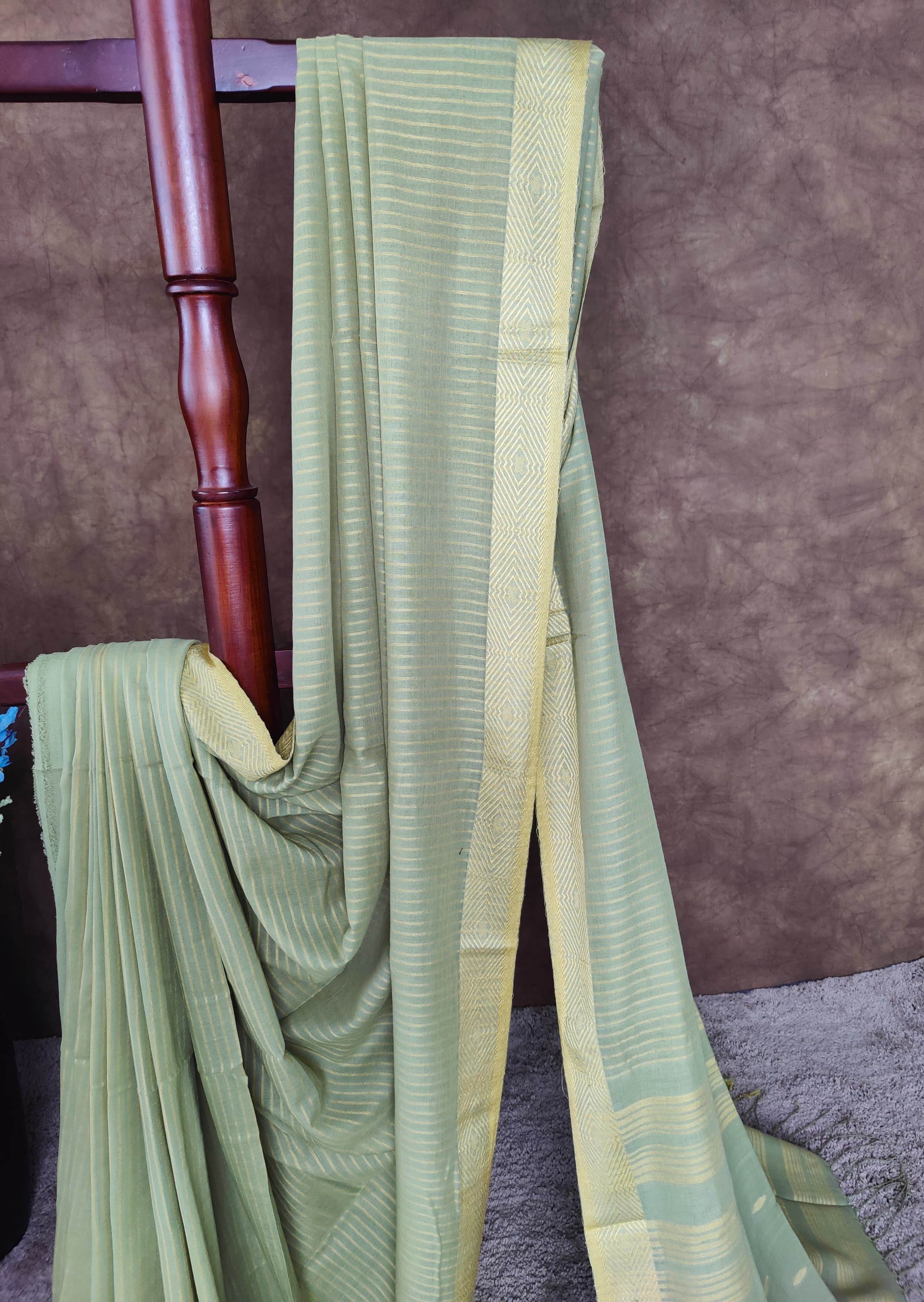 Green Yellow handloom cotton saree