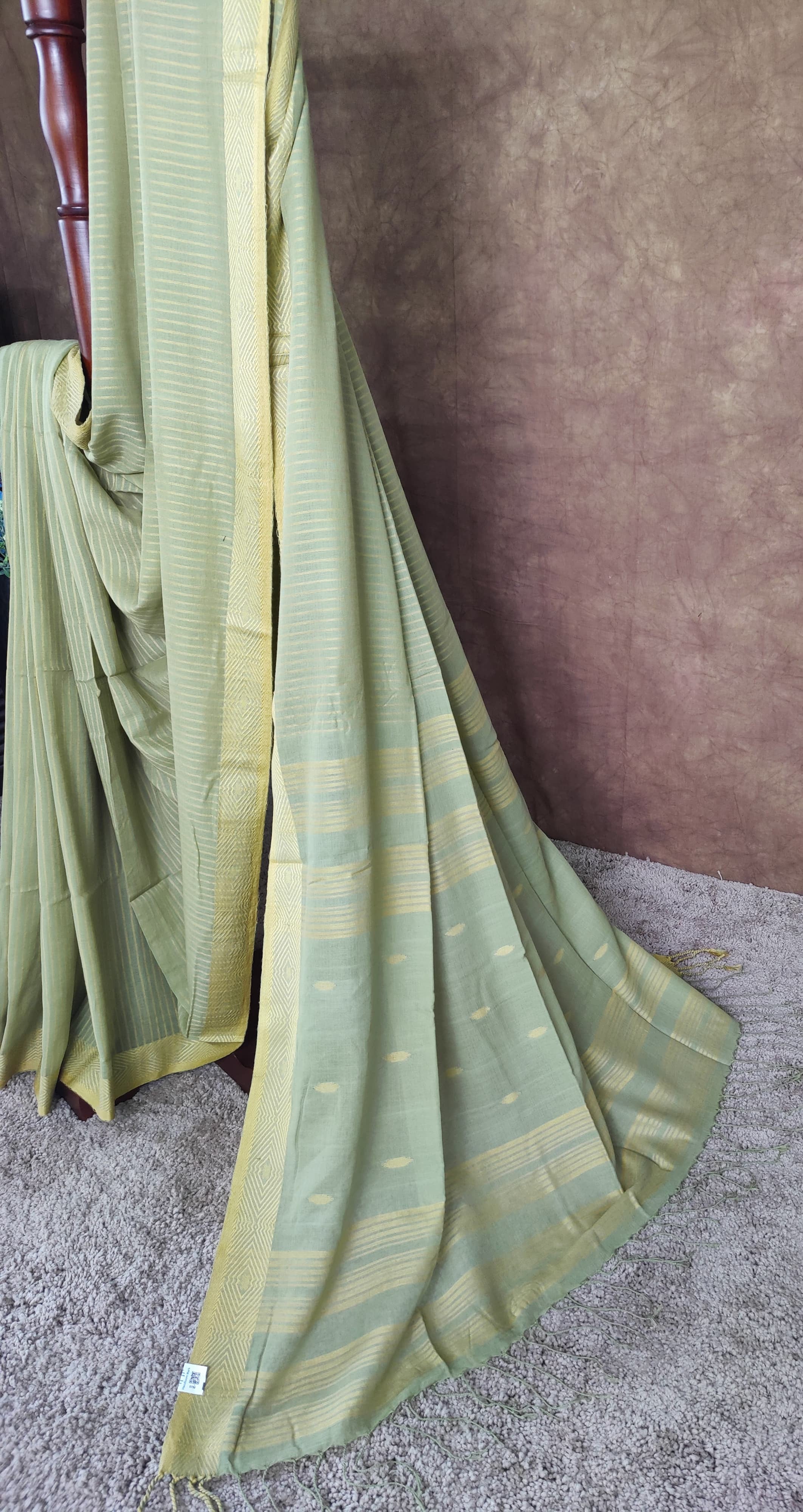 Green Yellow handloom cotton saree