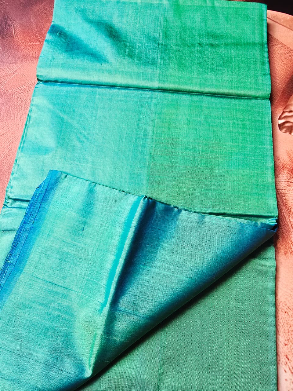 Dual-Tone Green–Teal Premium Bishnupur Katan Handloom Silk Saree