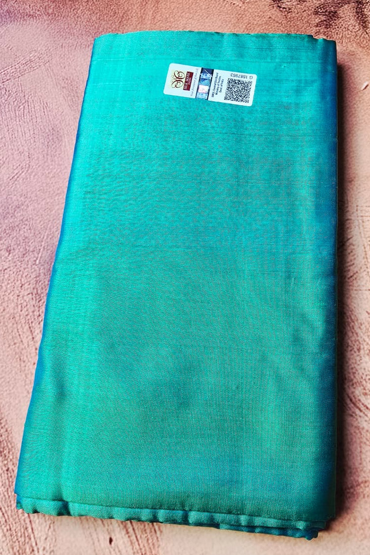 Dual-Tone Green–Teal Premium Bishnupur Katan Handloom Silk Saree
