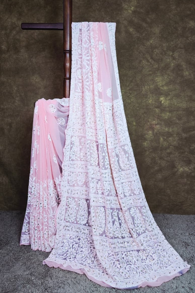 Baby Pink Chikankari