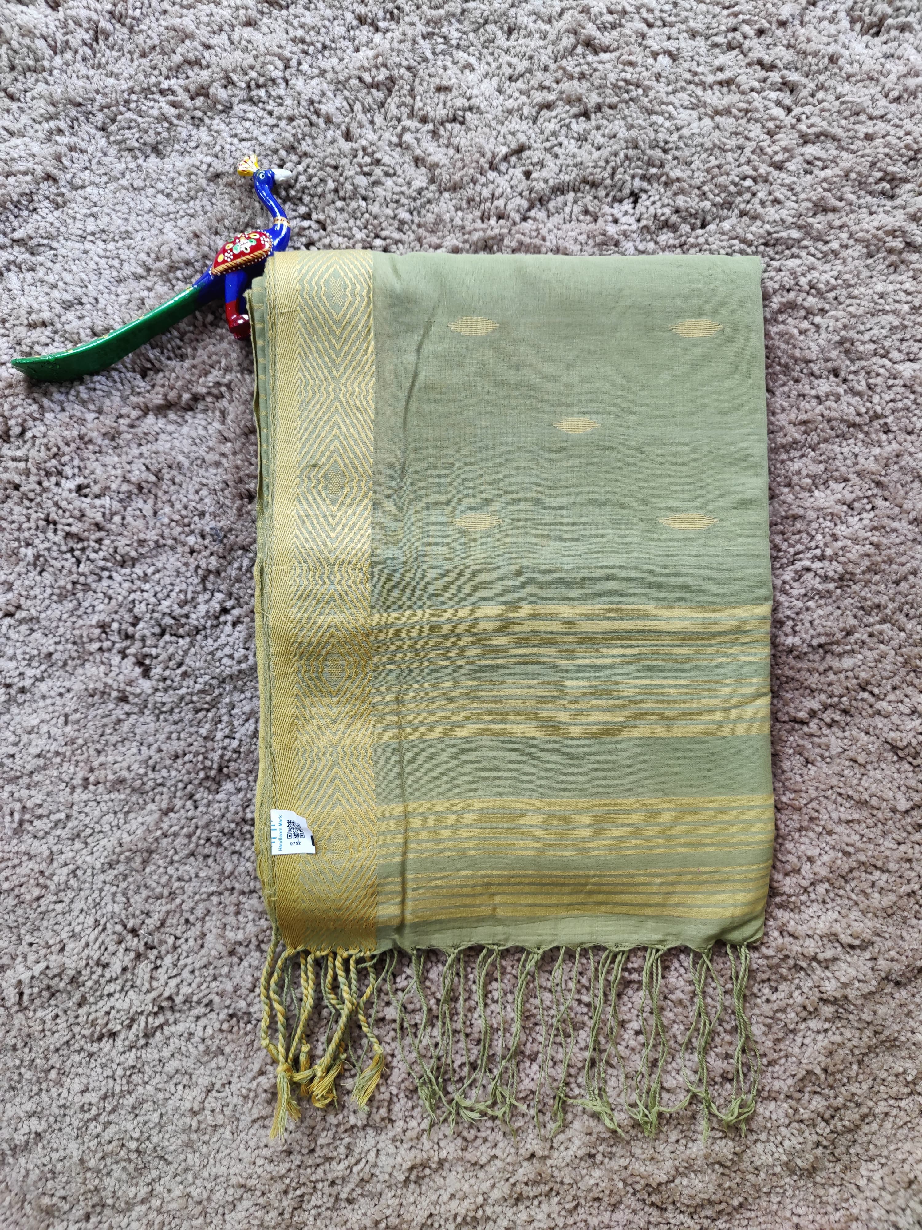 Green Yellow handloom cotton saree