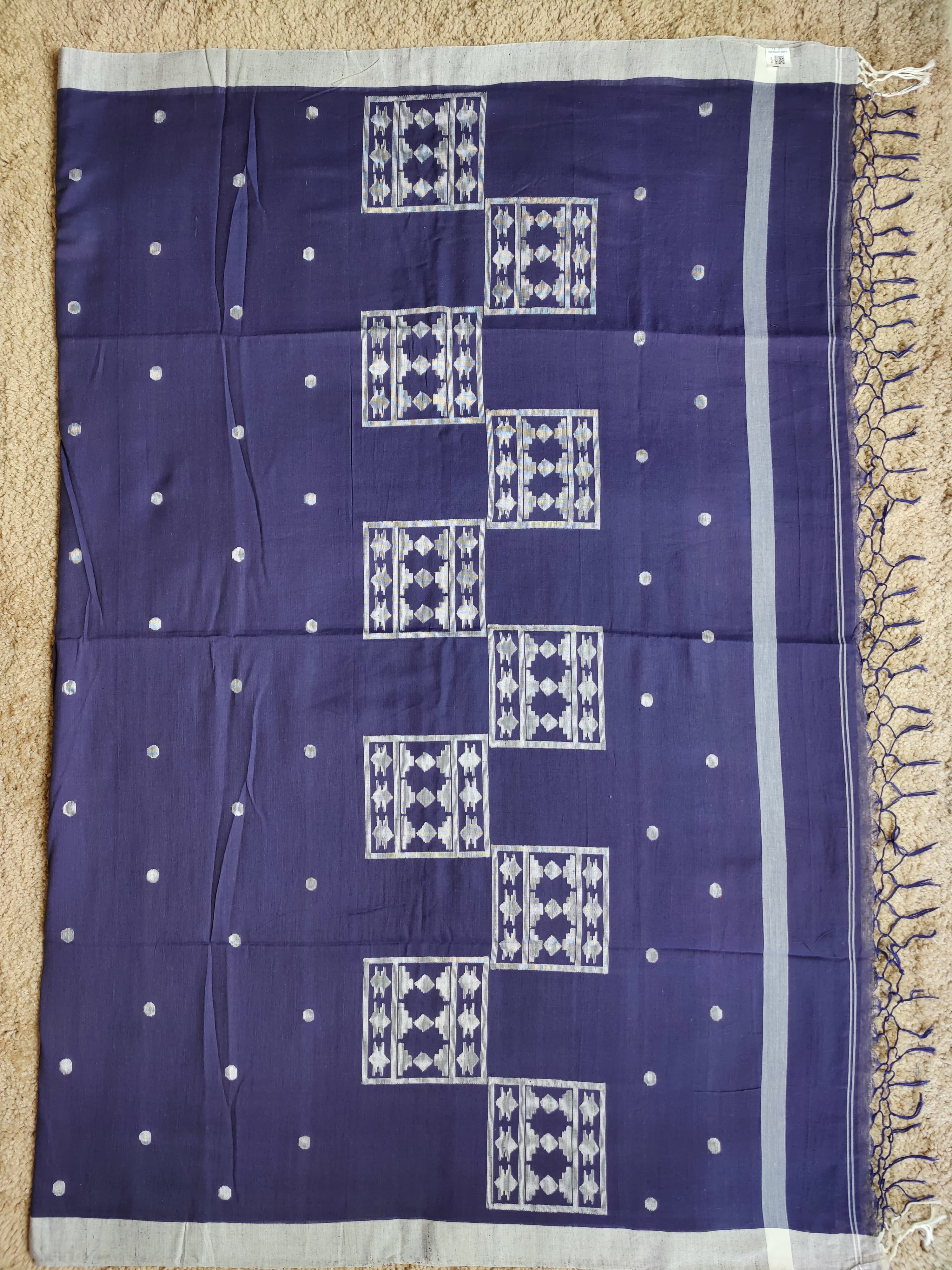 Symphony in Dark Blue and Grey — Handloom Cotton Elegance