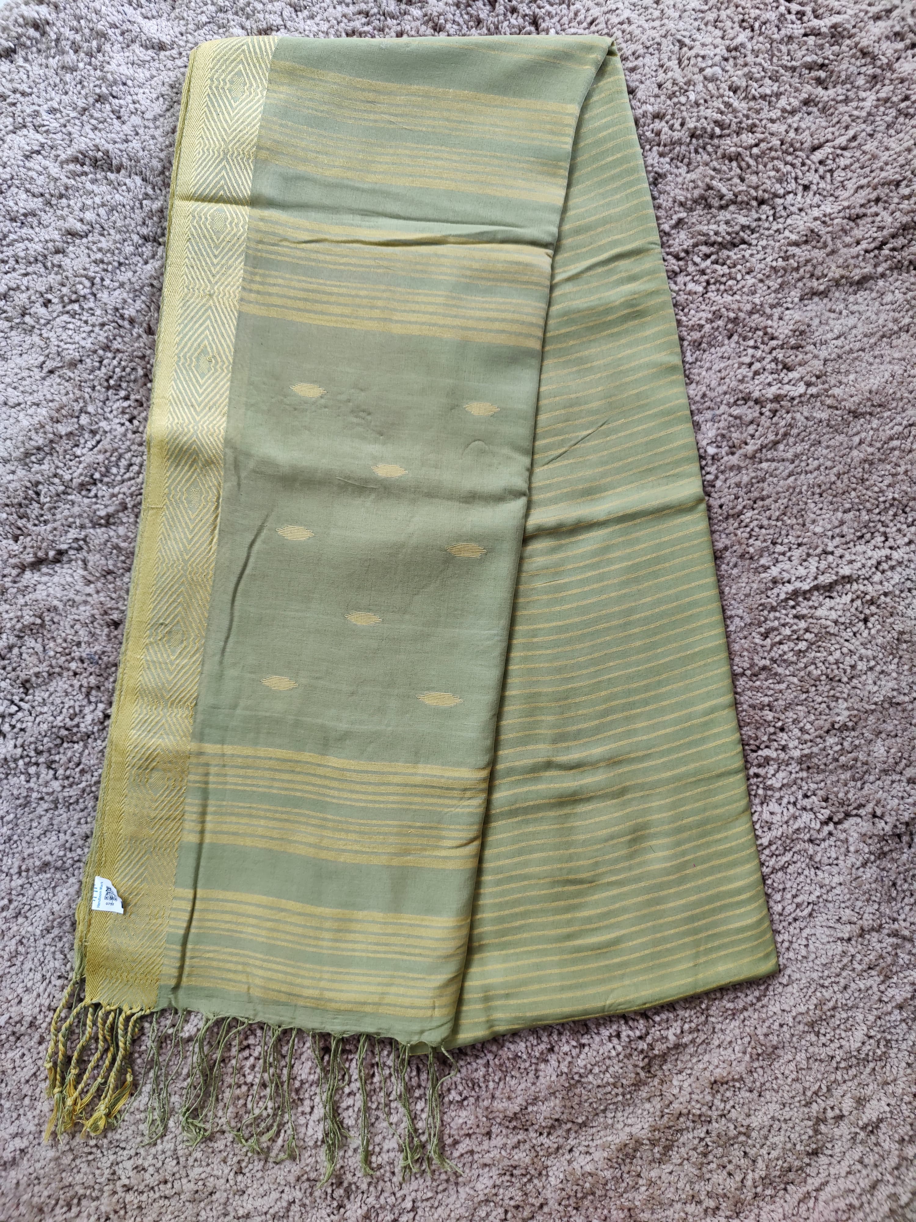 Green Yellow handloom cotton saree