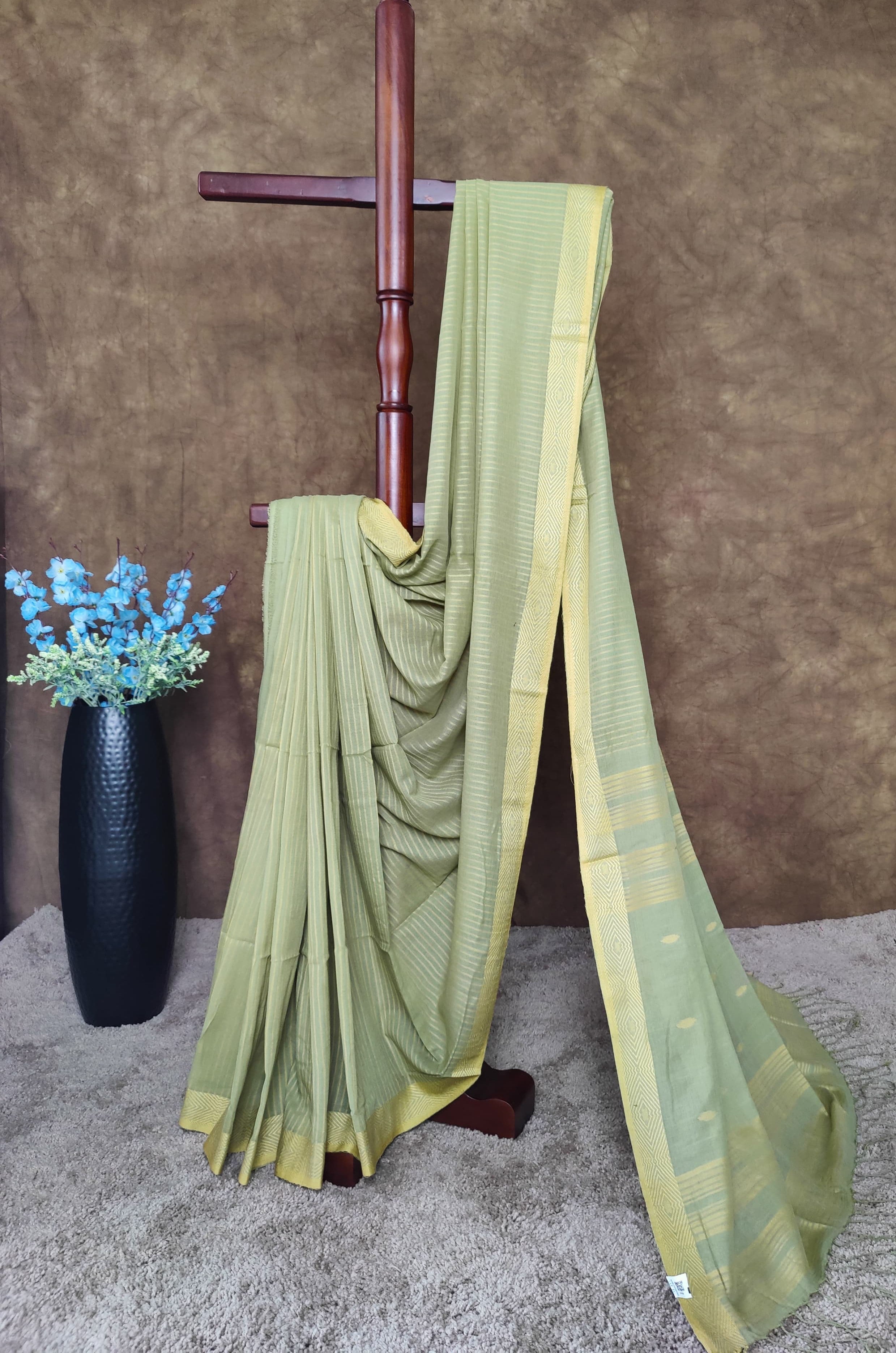 Green Yellow handloom cotton saree