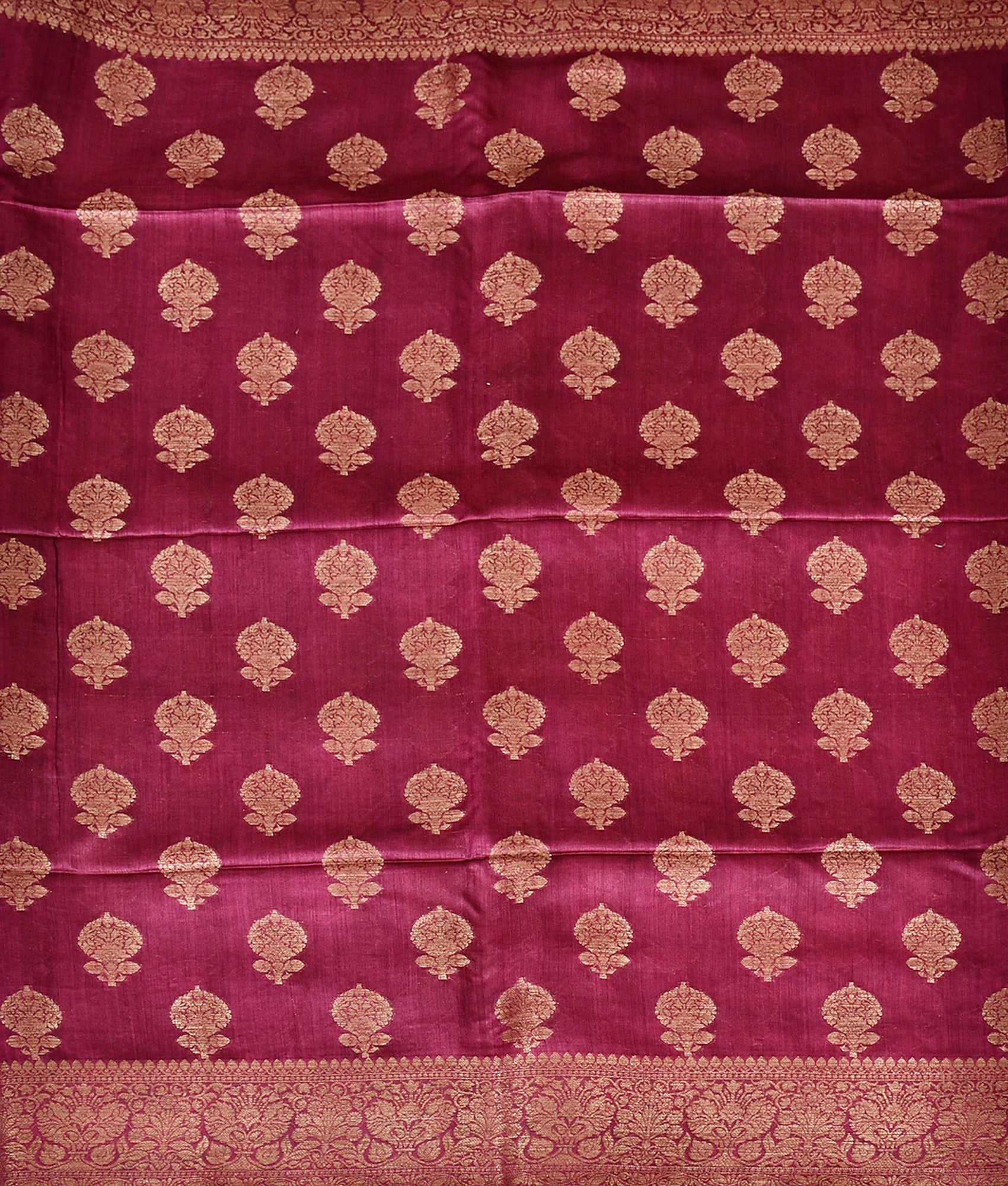 Silk Zari Work Saree in Loganberry colour