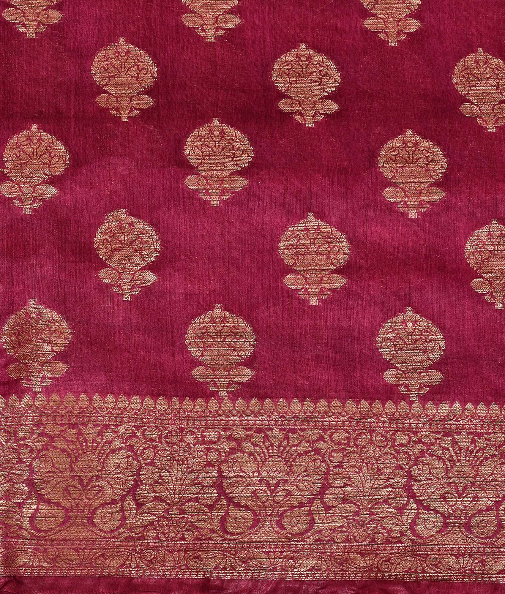 Silk Zari Work Saree in Loganberry colour
