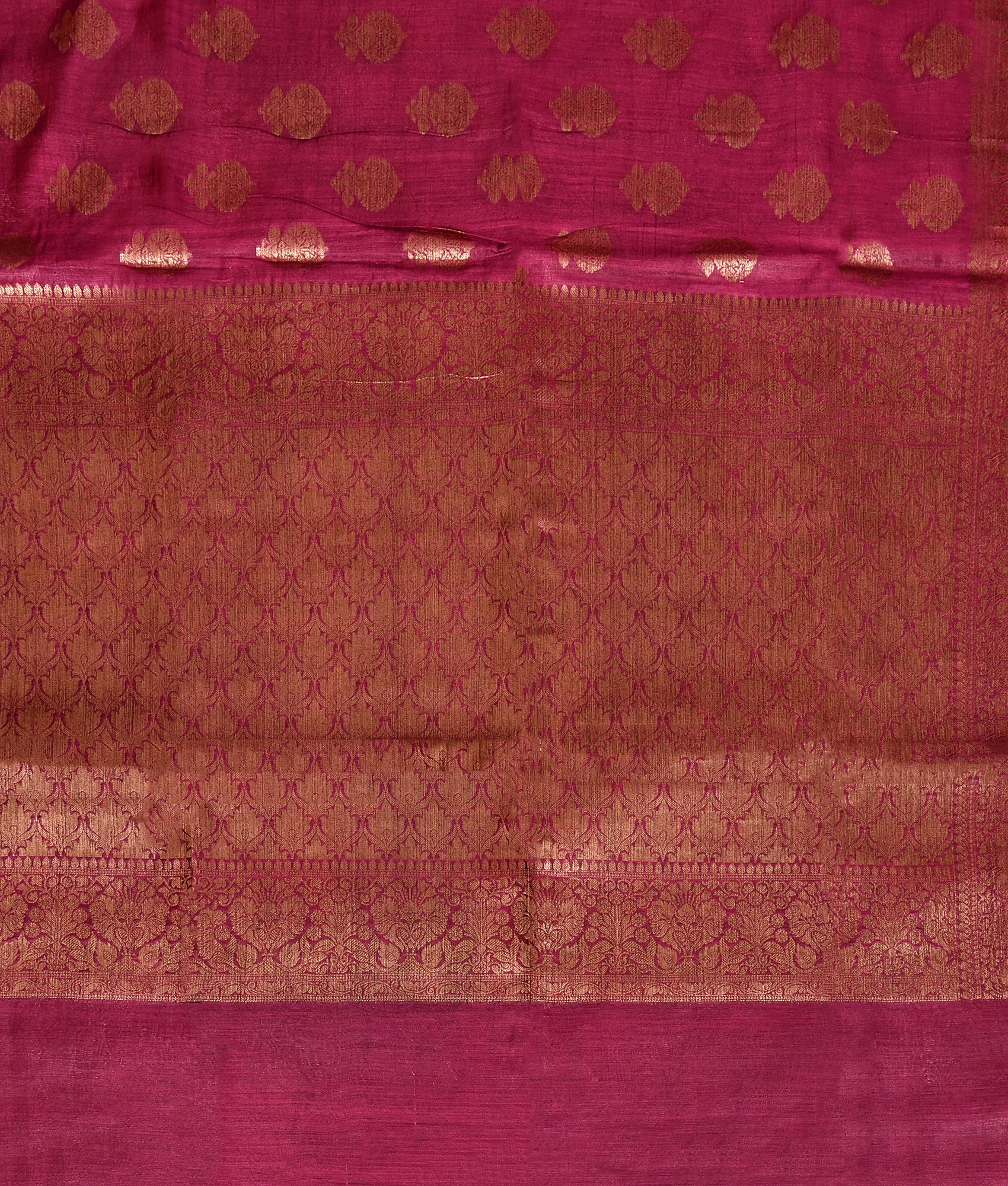 Silk Zari Work Saree in Loganberry colour