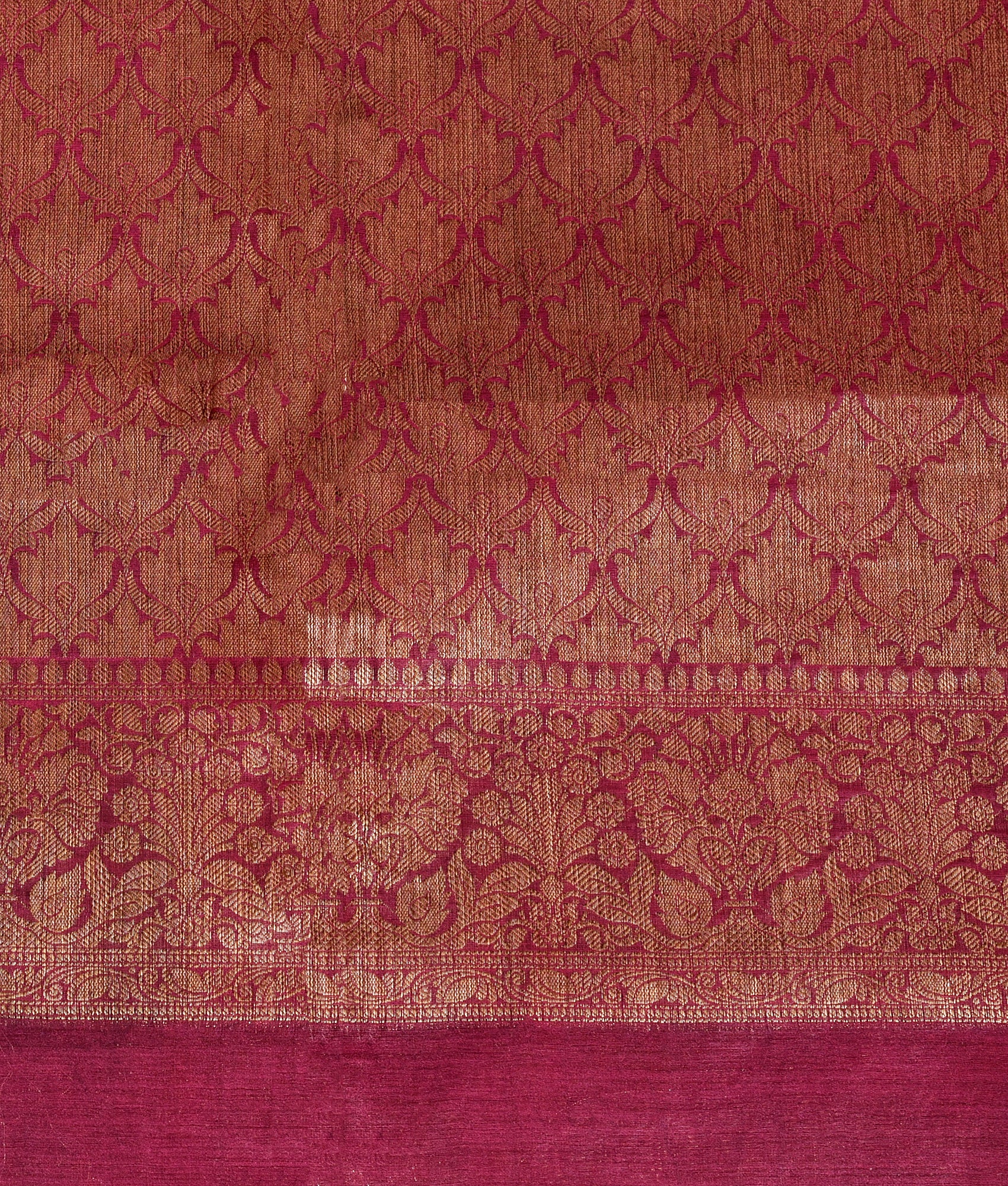 Silk Zari Work Saree in Loganberry colour