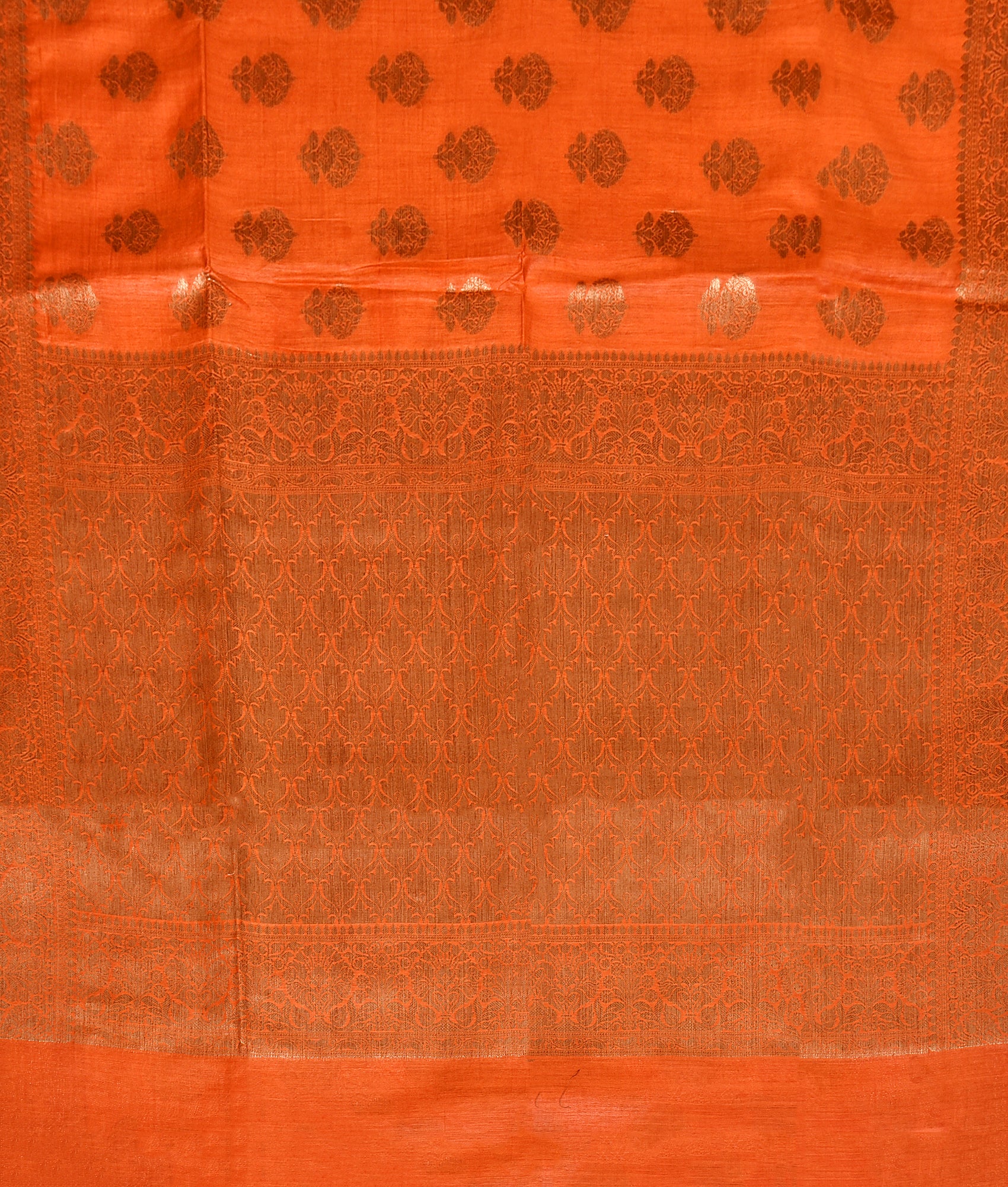 Festive Handloom Orange Silk Saree with  Zari Work