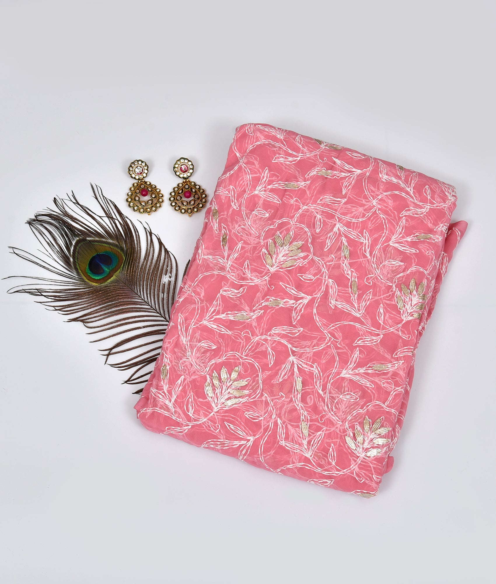 Chiffon Pink Tepchi Chikankari Gota Patti Saree