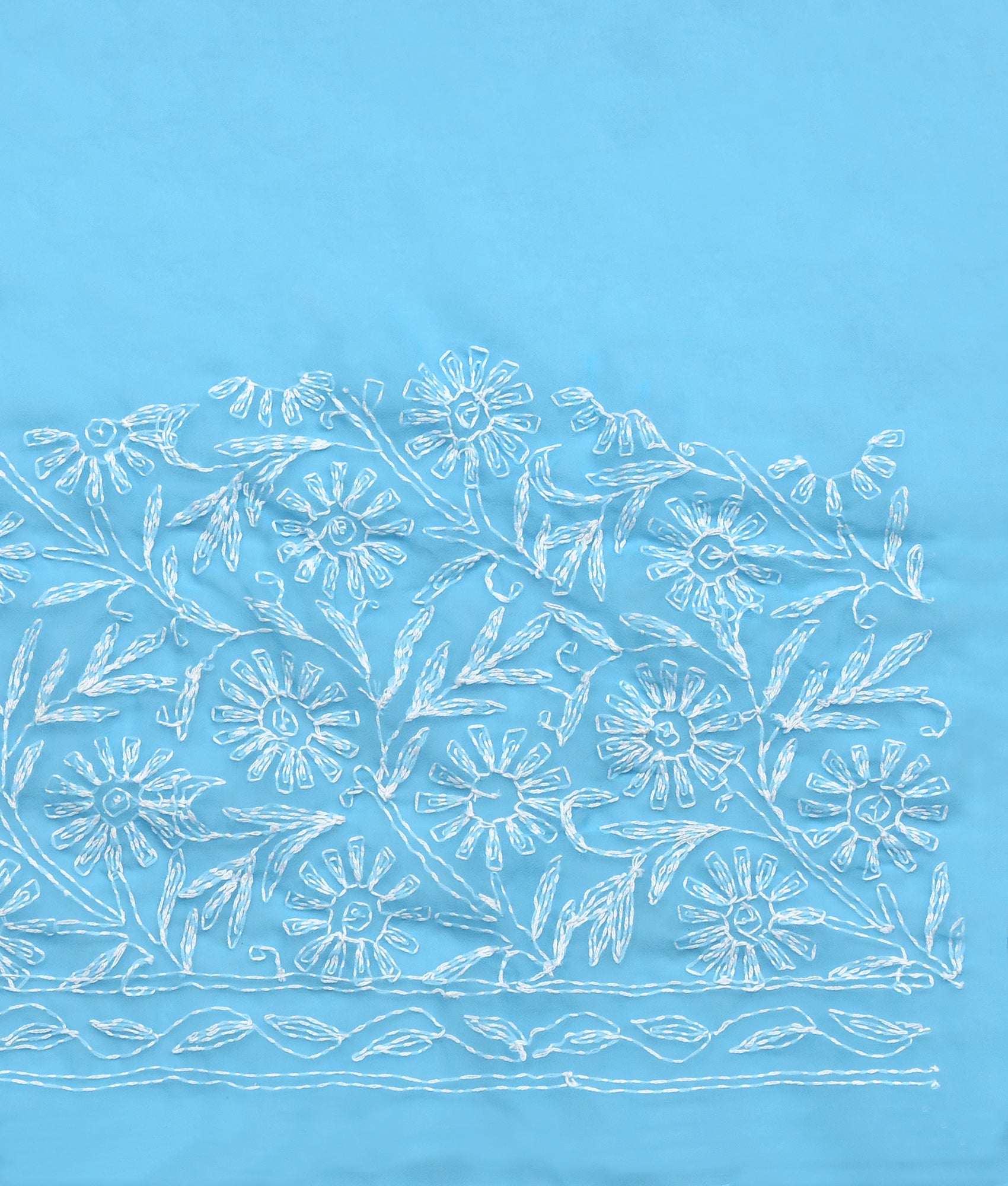 Elegant Chiffon Blue Chikankari Saree