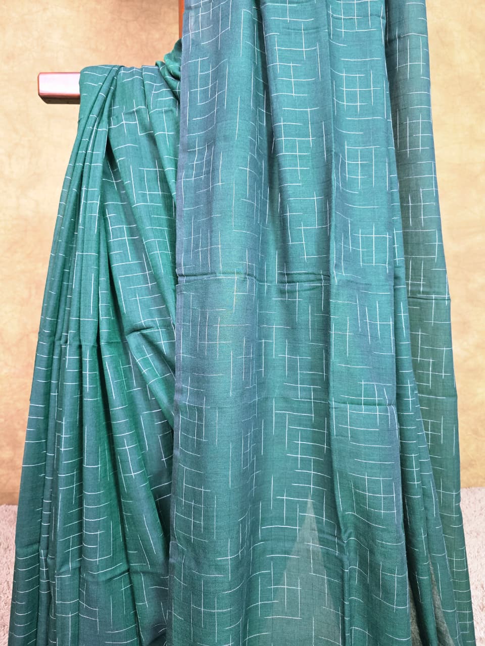 Forest Green Handloom Cotton Saree with Contemporary Lines