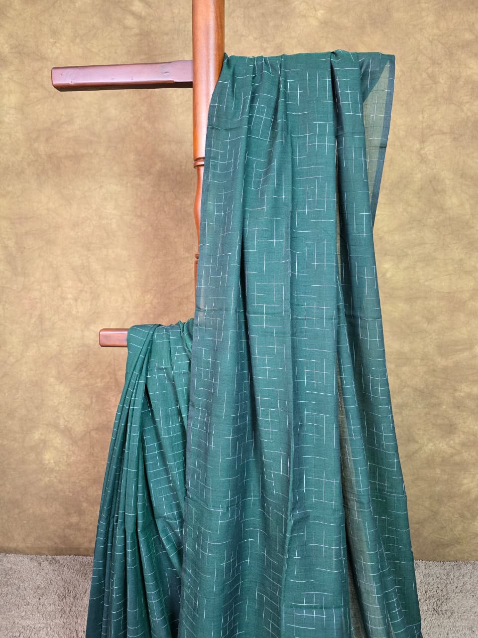 Forest Green Handloom Cotton Saree with Contemporary Lines