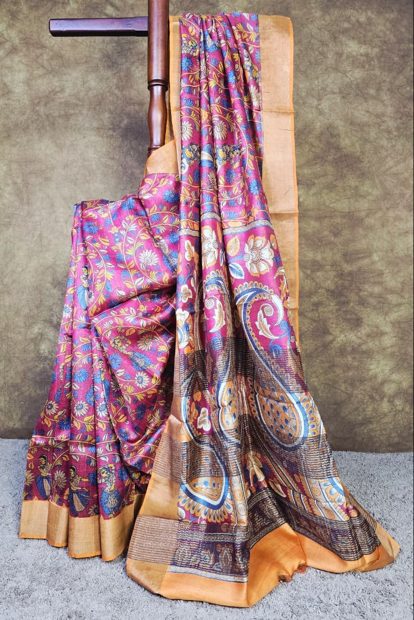 Handloom Silk Kalamkari Saree – A Fusion of Tradition & Luxury