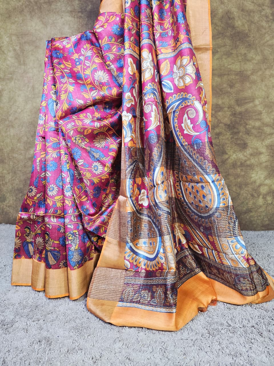 Handloom Silk Kalamkari Saree – A Fusion of Tradition & Luxury