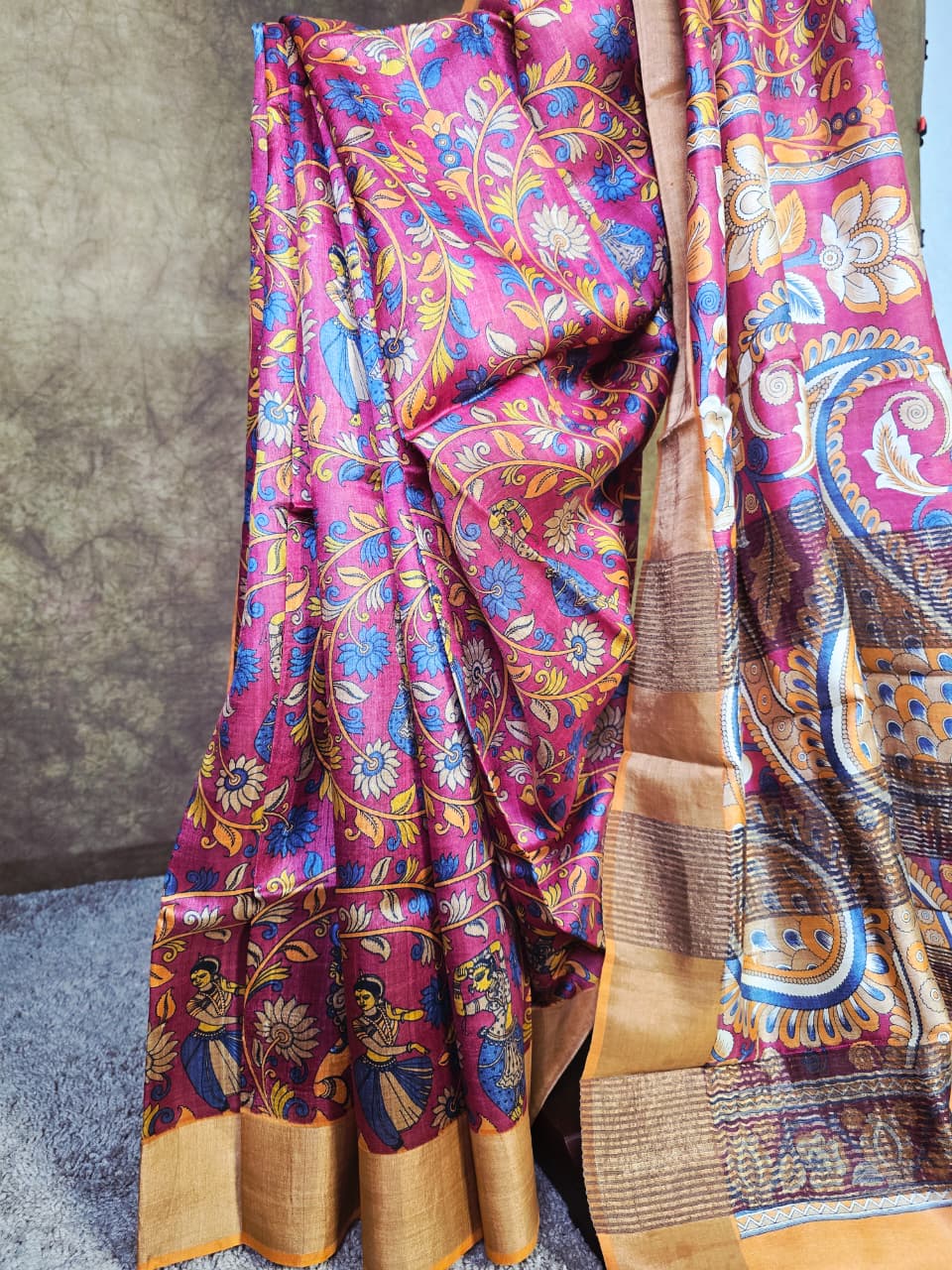 Handloom Silk Kalamkari Saree – A Fusion of Tradition & Luxury