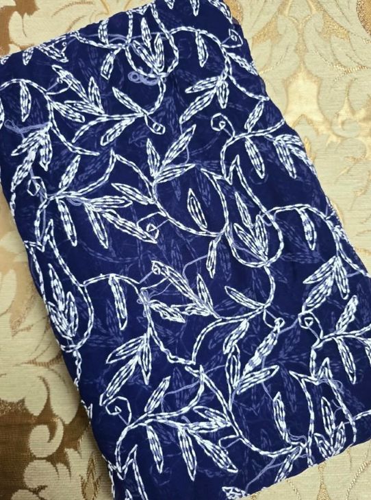 Navy Blue Chiffon Tepchi Chikankari  Saree
