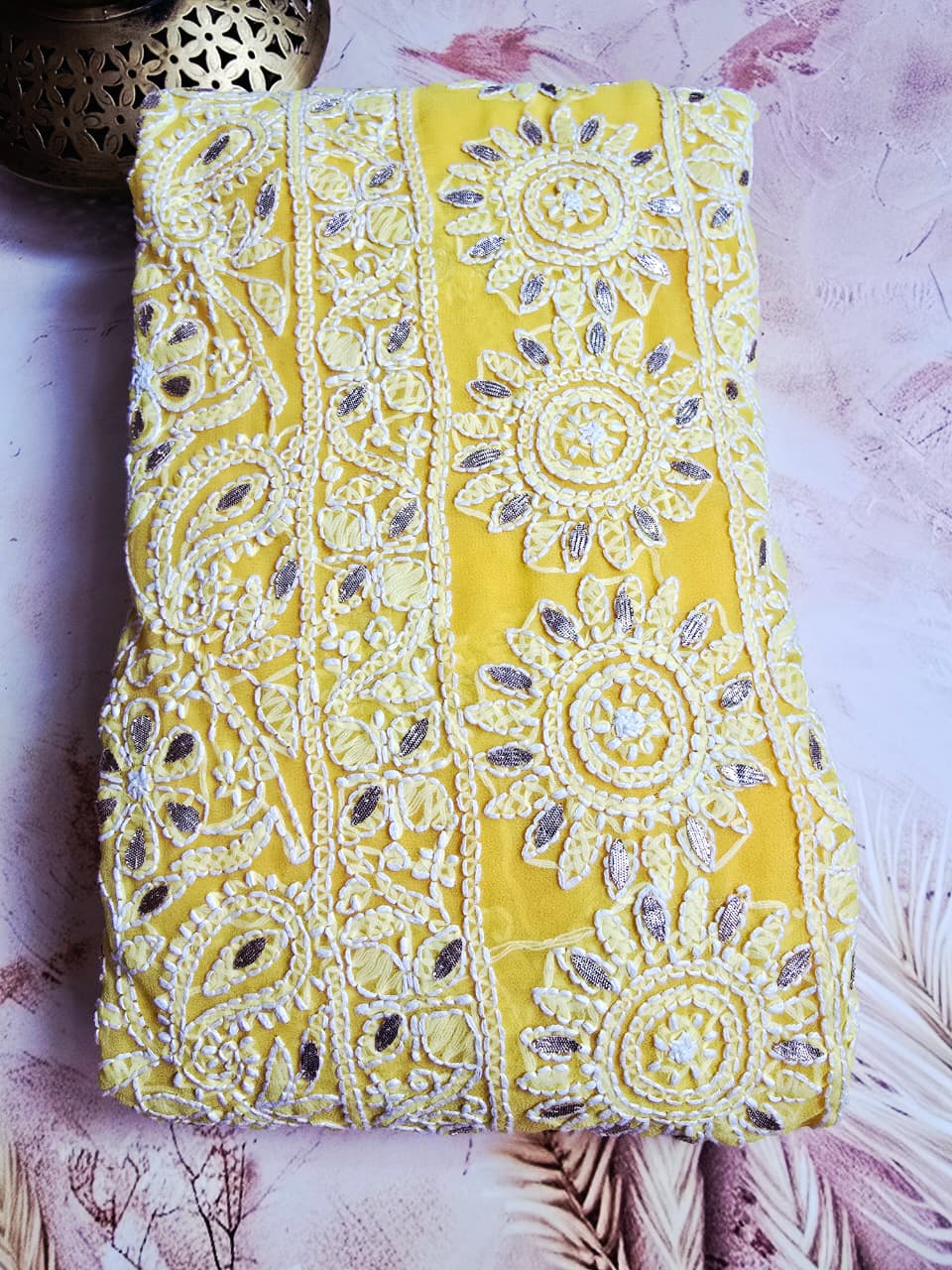 Yellow Saree with Gota Patti