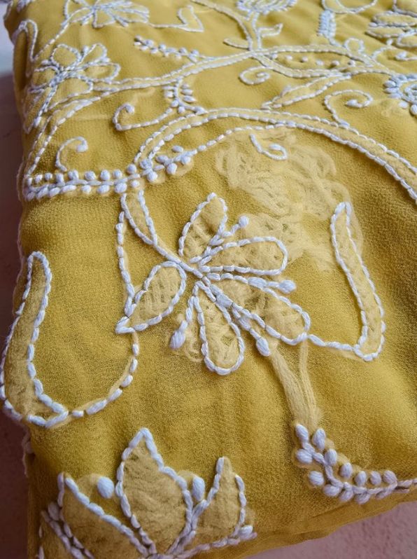 Yellowish Green Chikankari Saree Worth Adding to Your Collection