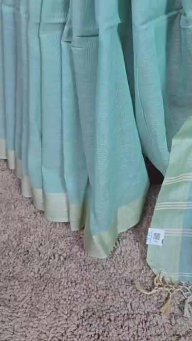 Green Saree Golden Border  with Nice Pallu - Video