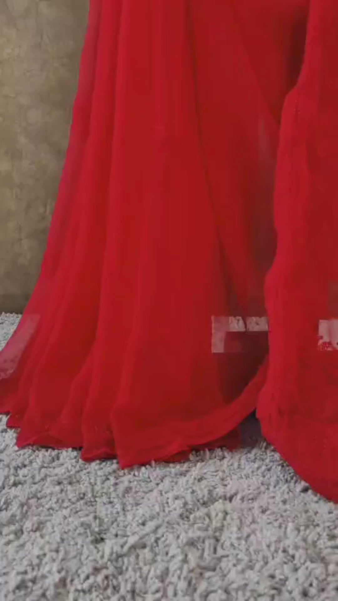 Red Chikankari Saree in Breezy Chiffon - Festive Vibes